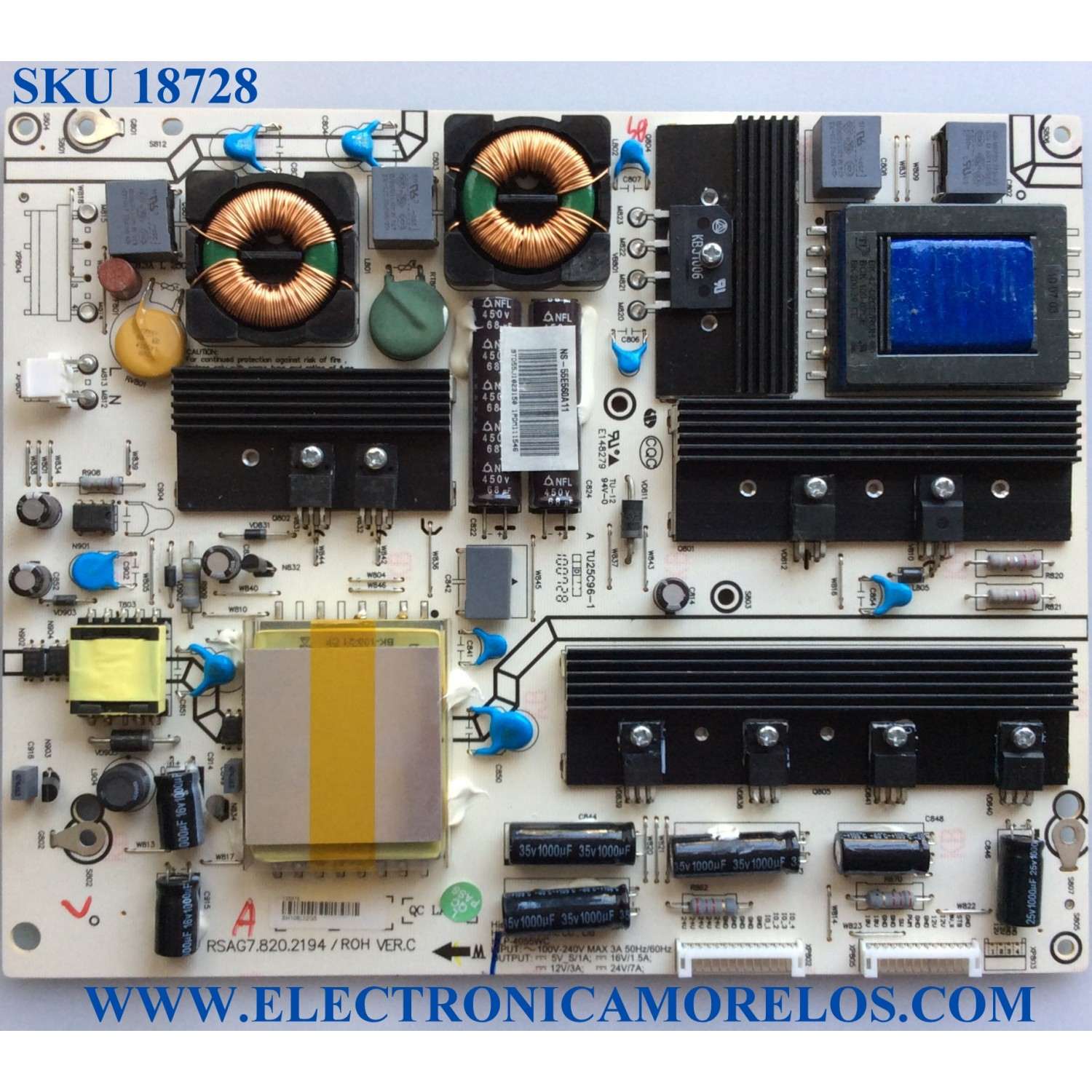 FUENTE DE PODER / INSIGNIA 125676 / RSAG7.820.2194/ROH / TU25C96-1 / PANEL LTA550HJ05 / MODELO NS-55E560A11